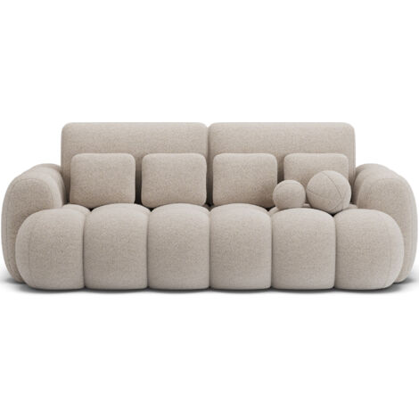 Les Tendances – Canapé droit 3 places convertible en lit – Mécanisme Dolphin – Dimensions 256x105x119 cm – Tissu polyester résistant – Coffre de rangement