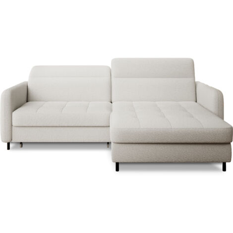 Petit canapé d’angle convertible tissu Kunder angle droit-Blanc-angle droit (1/5)