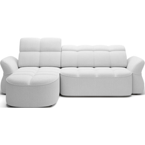 Canapé d’angle tissu CENTURY – Convertible et coffre angle gauche-Blanc-angle gauche (1/5)