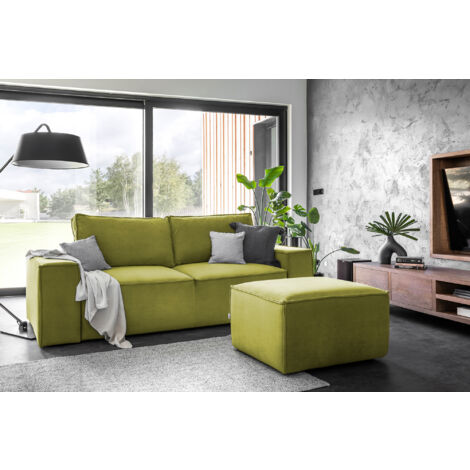 Canapé convertible WILACE en velours – 260cm-Vert olive (1/5)