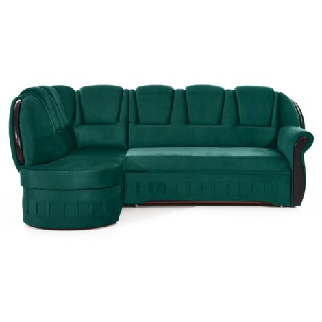 Canapé d'angle convertible avec rangement en velours Majesté angle gauche-Vert-angle gauche (1/5)