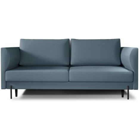 Canapé convertible 4 places ROBBY en tissu avec coffre et pieds en métal noir – 215cm-Bleu ardoise (1/5)