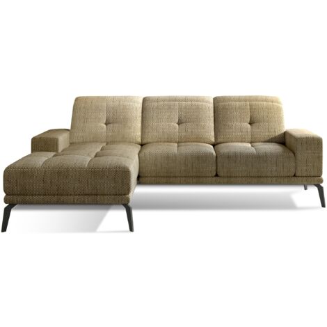Canapé d’angle en tissu TORPILLE – Confort et élégance au quotidien angle gauche-Beige chiné-angle gauche (1/5)
