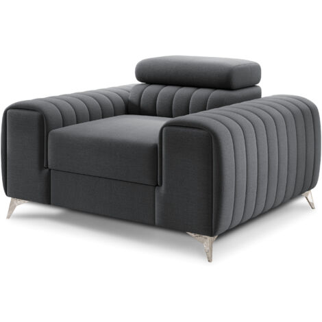 Fauteuil velours LOZA - Confort et design moderne-Gris anthracite (1/5)