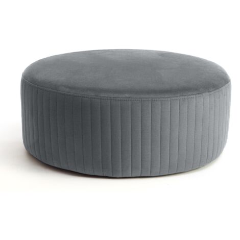 Pouf rond en velours KARA – Confort absolu-Gris