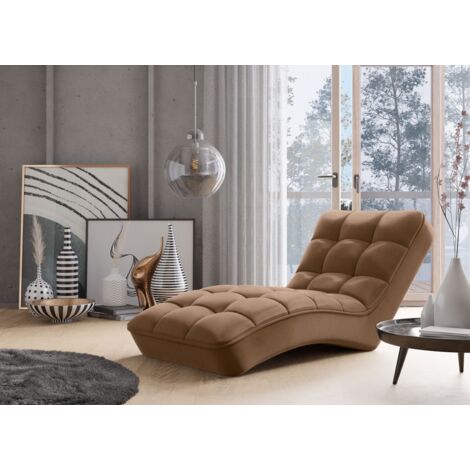 Les Tendances – Chaise longue d'intérieur velours capitonné – Confort ergonomique – Largeur 85 cm – Profondeur 170 cm – Hauteur 85 cm – Fabrication européenne