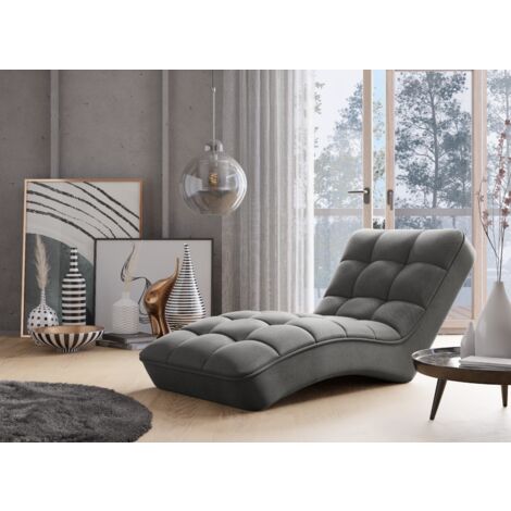 Chaise longue d'intérieur velours capitonné RIKAL – Confort et raffinement-Gris foncé
