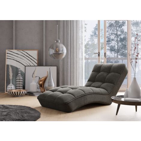 Chaise longue d'intérieur tissu capitonné RIKAL – Confort durable-Gris chiné
