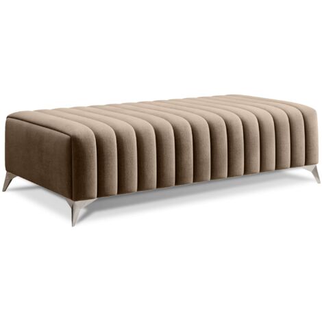 Les Tendances – Pouf velours avec pieds en acier chromé – Dimensions 132 x 64 x 36 cm – Rembourrage multicouche pour confort optimal – Capacité 90 kg