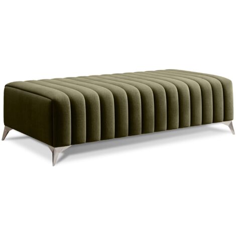 Les Tendances – Pouf velours moderne avec pieds en acier chromé – Rembourrage multicouche pour confort – Dimensions 132 x 64 x 36 cm – Capacité 90 kg