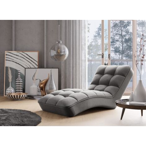 Chaise longue d'intérieur tissu capitonné RIKAL – Confort durable-Gris