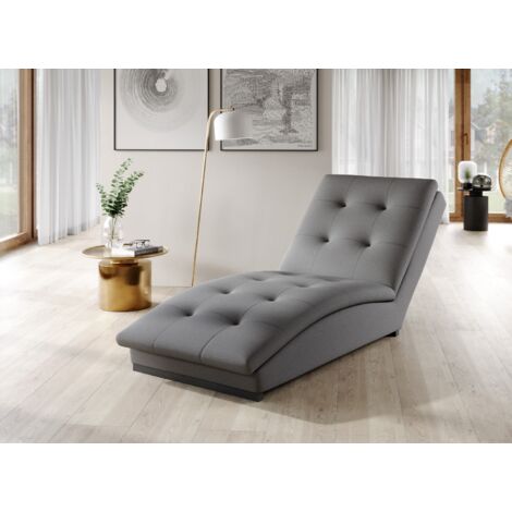 Chaise longue en velours BORA – Moderne & confortable-Gris clair (1/5)