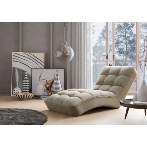 Les Tendances – Chaise longue d'intérieur tissu capitonné – Confort durable – Largeur 85 cm – Hauteur 85 cm – Rembourrage mousse élastique haute qualité