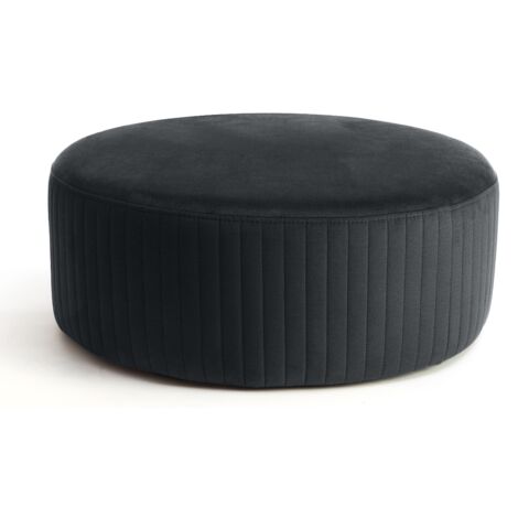 Pouf rond en velours KARA – Confort absolu-Gris anthracite (1/5)