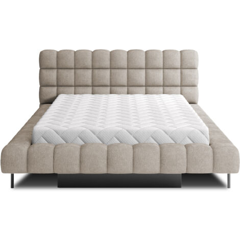 Lit avec coffre de rangement Kopa prestige – Revêtement tissu capitonné-Beige-140x200 (1/5)
