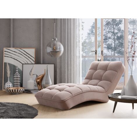 Chaise longue d'intérieur tissu capitonné RIKAL – Confort durable-Rose clair
