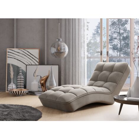 Chaise longue d'intérieur velours capitonné RIKAL – Confort et raffinement-Taupe