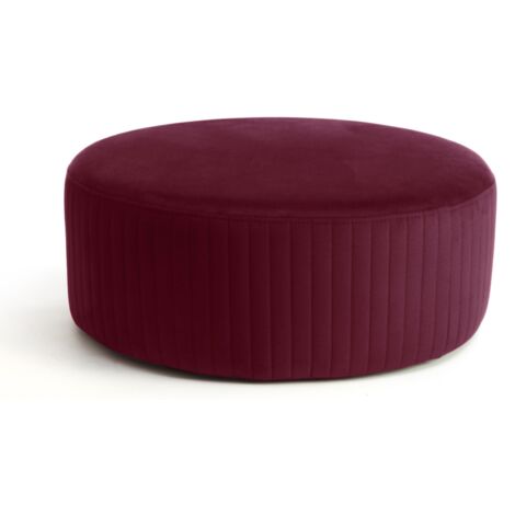 Pouf rond en velours KARA – Confort absolu-Bordeaux (1/5)