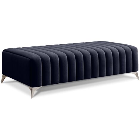 Pouf design velours avec pieds en acier chromé LOZA-Bleu marine