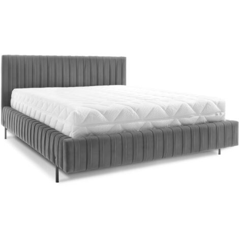 Lit coffre Plika prestige – Design et tissu pour un confort absolu-Gris foncé-180x200 (1/5)