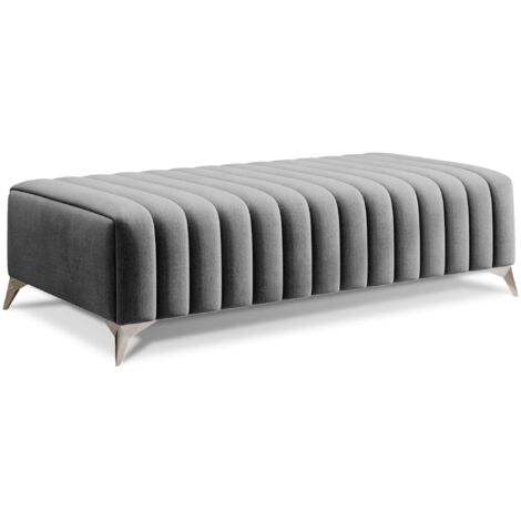 Pouf design velours avec pieds en acier chromé LOZA-Gris