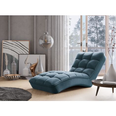 Chaise longue d'intérieur velours capitonné RIKAL – Confort et raffinement-Bleu