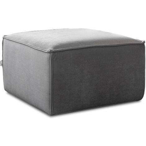 Pouf de salon en velours WILACE – Élégant et confortable-Gris perle (1/4)