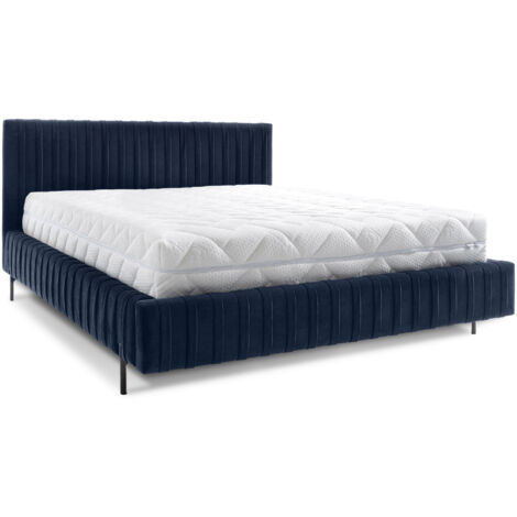 Lit coffre Plika prestige – Design et tissu pour un confort absolu-Bleu marine-140x200 (1/5)
