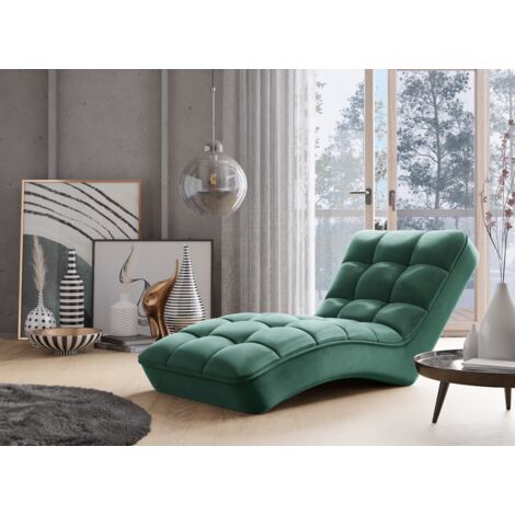Chaise longue d'intérieur velours capitonné RIKAL – Confort et raffinement-Vert