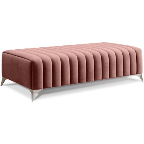 Pouf design velours avec pieds en acier chromé LOZA-Rose