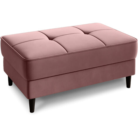 Pouf avec rangement en velours BOZA-Rose poudré (1/5)