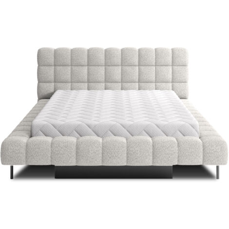 Lit avec coffre de rangement Kopa prestige – Revêtement tissu capitonné-Gris clair-140x200 (1/5)
