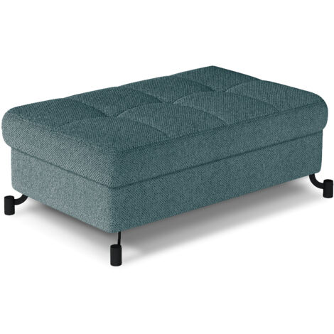 Pouf tissu matelassé avec coffre de rangement LORI-Vert clair (1/4)