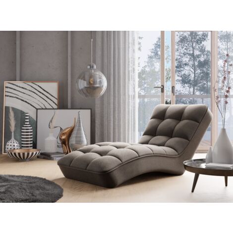 Chaise longue d'intérieur tissu capitonné RIKAL – Confort durable-Beige foncé