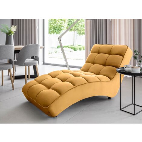 Les Tendances – Chaise longue d'intérieur velours capitonné – Largeur 85 cm – Profondeur 170 cm – Hauteur 85 cm – Confort ergonomique pour détente