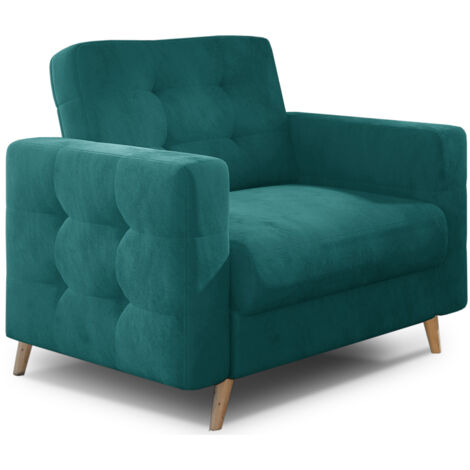 Fauteuil velours ANSKA-Vert (1/5)