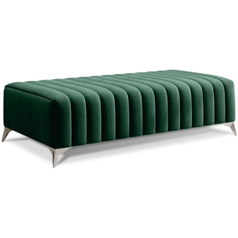 Pouf design velours avec pieds en acier chromé LOZA-Vert