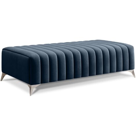 Pouf design velours avec pieds en acier chromé LOZA-Bleu
