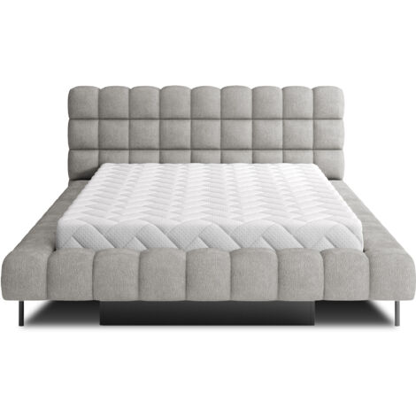 Lit avec coffre de rangement Kopa prestige – Revêtement tissu capitonné-Gris-140x200 (1/5)