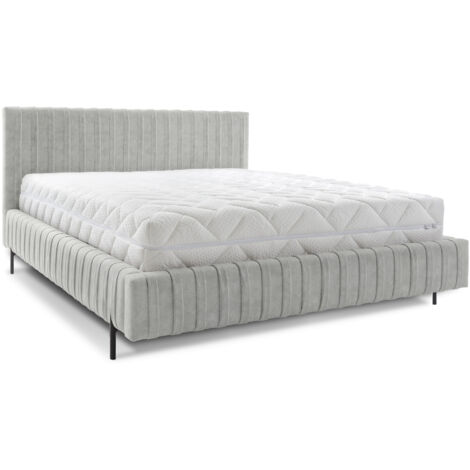 Lit coffre Plika prestige – Design et tissu pour un confort absolu-Gris clair-180x200 (1/5)