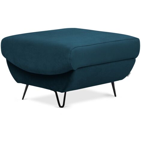 Pouf en velours ZURIK – Confort et praticité-Bleu (1/5)