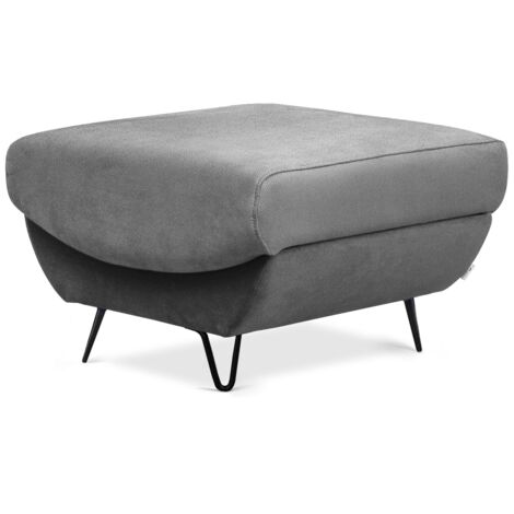Pouf en velours ZURIK – Confort et praticité-Gris perle (1/5)