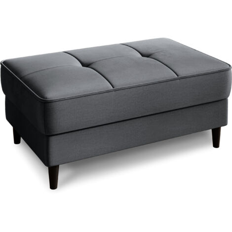 Pouf avec rangement en velours BOZA-Gris anthracite (1/5)
