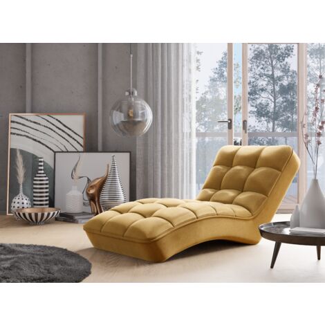 Les Tendances – Chaise longue d'intérieur velours capitonné – Largeur 85 cm, profondeur 170 cm, hauteur 85 cm – Rembourrage haute qualité