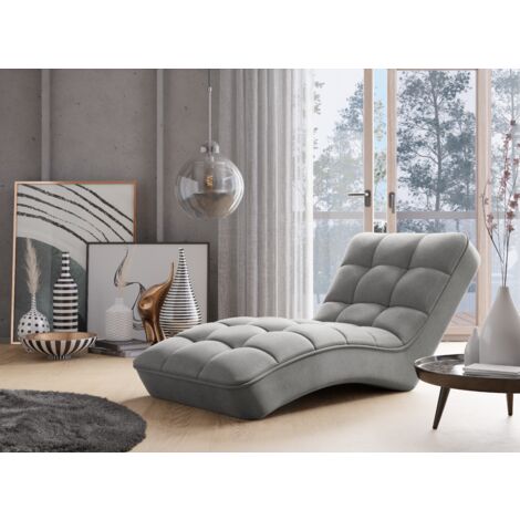 Chaise longue d'intérieur velours capitonné RIKAL – Confort et raffinement-Gris souris