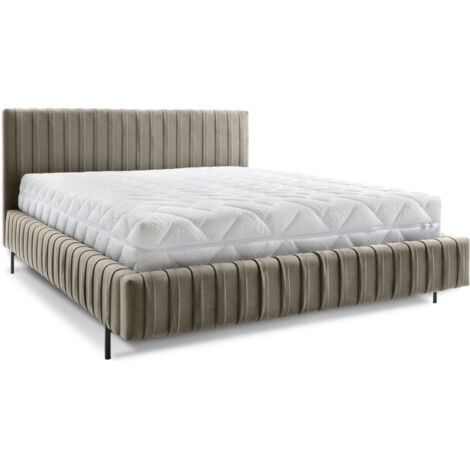 Lit coffre Plika prestige – Design et tissu pour un confort absolu-Marron clair-140x200 (1/5)