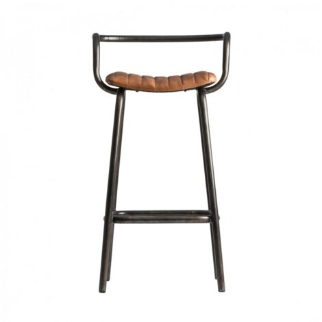 Tabouret de bar cuir marron et pieds métal Alina (1/5)