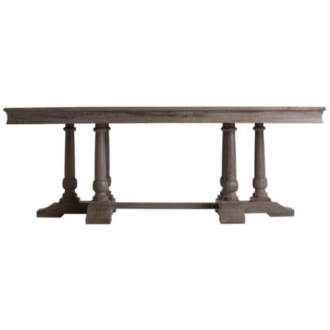 Table à manger rectangulaire manguier massif foncé décapé Pastol (1/5)