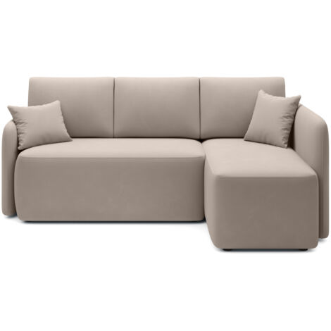 Canapé d'angle droit 3 places MAYA convertible en tissu - Beige (1/5)