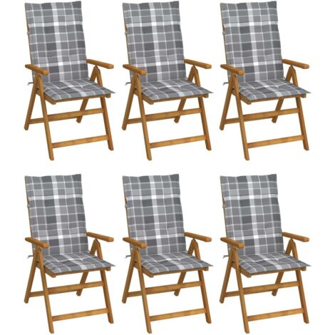 Chaises pliables de jardin 6 pcs avec coussins Bois d'acacia 59 (1/5)